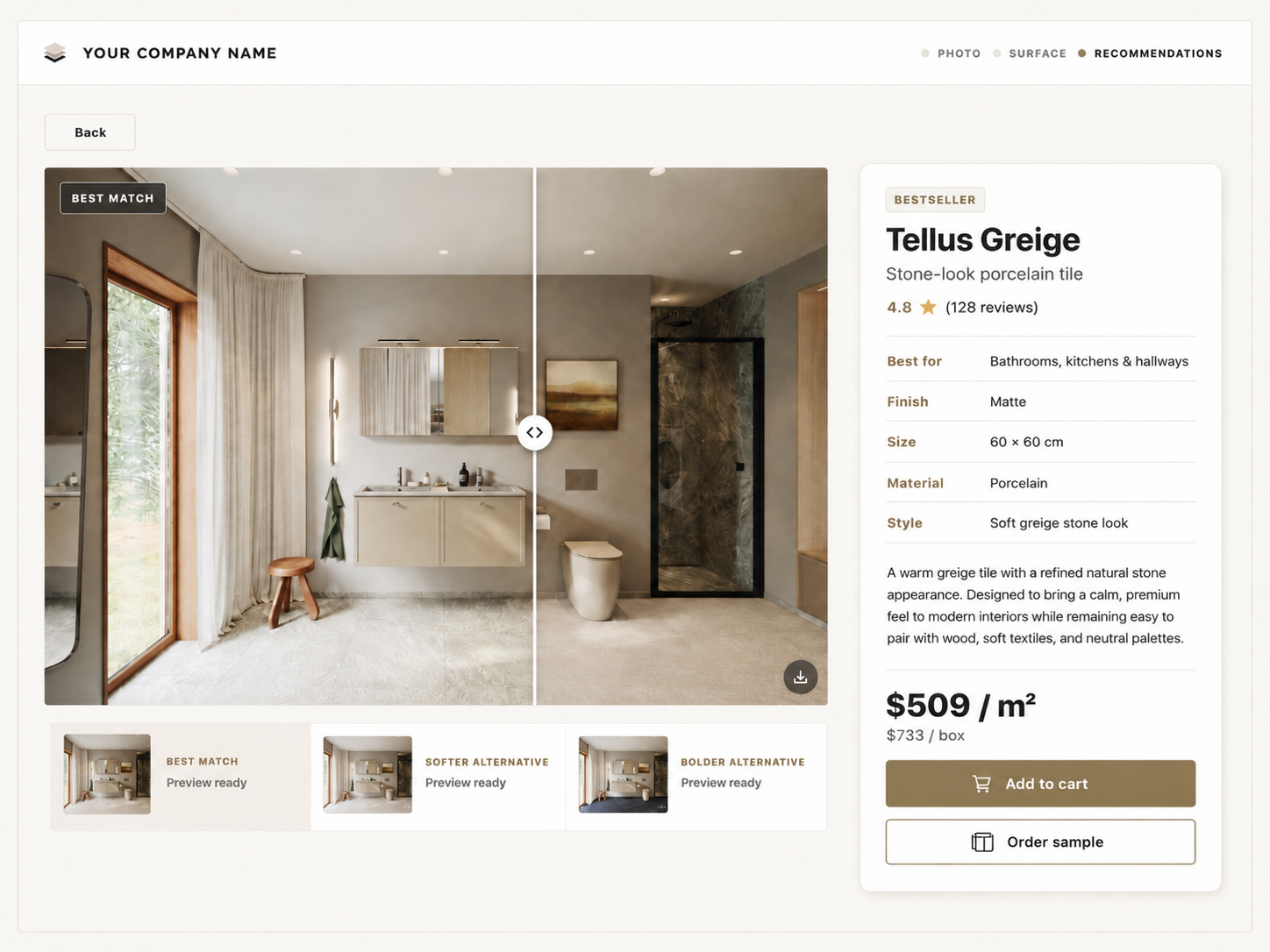 Surface ecommerce product page